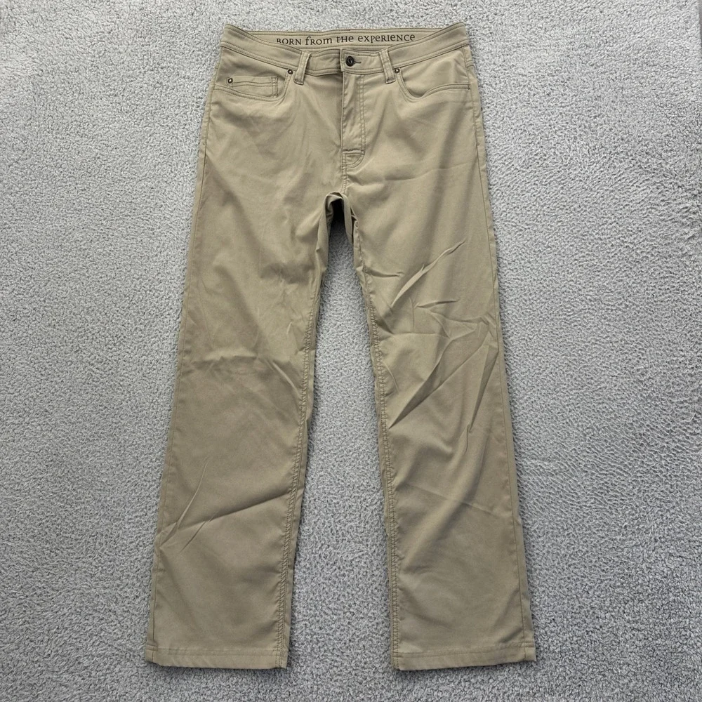 Prana Brion Slim Fit Pants Taupe Nylon Outdoor Hiking Performance Men 35 x 29.5